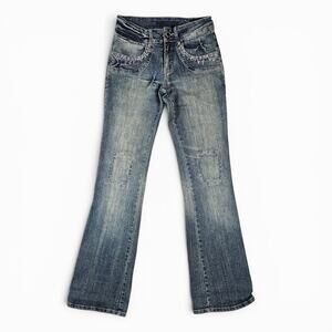Y2k Euro Flared Jeans Embellished Fairycore- Size Small